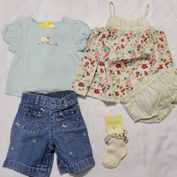 Gymboree Vintage Petting Zoo Lot. 3-6 month VGUC dress/diaper cover, NWT top - Picture 5 of 7